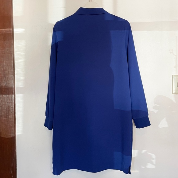 FRNCH Azure Blue Collared Dress with Sleeves + Pockets - Picture 2 of 5